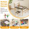 Costzon Kids Art Table and Chair Set, Wooden Activity Table and 2 Stools w/a Paper Roll, 2 Markers, 2 Storage Bins for 3+ Years Old Boys Girls Drawing Painting Craft, Toddler Table and Chairs (Brown) view 2