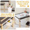 Costzon Kids Art Table and Chair Set, Wooden Activity Table and 2 Stools w/a Paper Roll, 2 Markers, 2 Storage Bins for 3+ Years Old Boys Girls Drawing Painting Craft, Toddler Table and Chairs (Brown) view 4