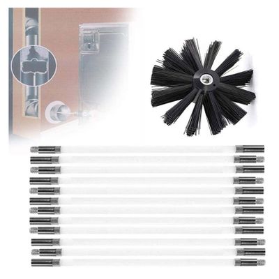 chimney sweep kit Chimney Cleaning Brush Kit, Dryer Vent Cleaning Kit, Sweep Sweeping Brush Drain Rod Set Accessory Includes 6/9/12/15 Flexible Rods, 1 Brush Head Chimney Sweep Kit ( Color : 12 Rods ,