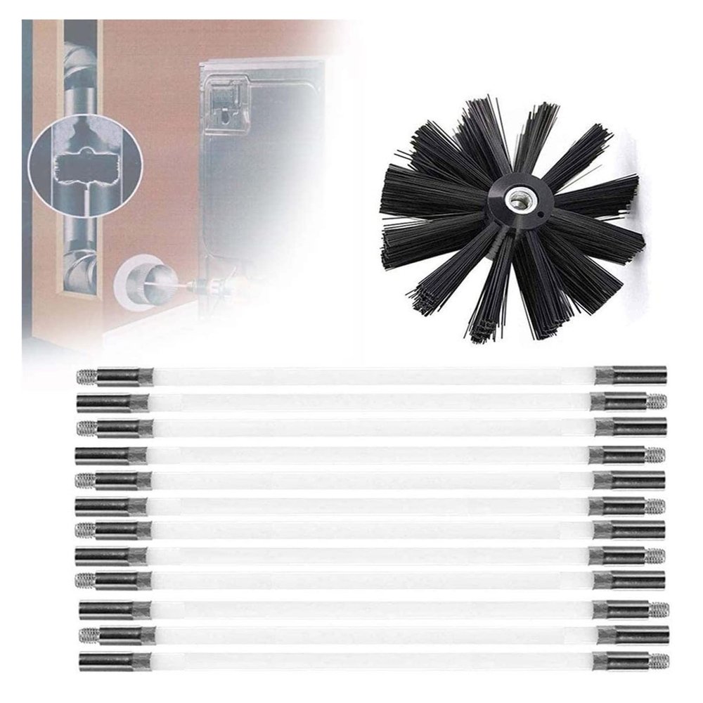 chimney sweep kit Chimney Cleaning Brush Kit, Dryer Vent Cleaning Kit, Sweep Sweeping Brush Drain Rod Set Accessory Includes 6/9/12/15 Flexible Rods, 1 Brush Head Chimney Sweep Kit ( Color : 12 Rods ,