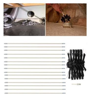 chimney sweep kit Chimney Sweeping Brush, Chimney Cleaning Brush Kit, Sweep Sweeping Brush Drain Rod Set Accessory Includes 6/9/12/15 Flexible Rods, 1 Brush Head Chimney Sweep Kit ( Color : 15 Rods ,