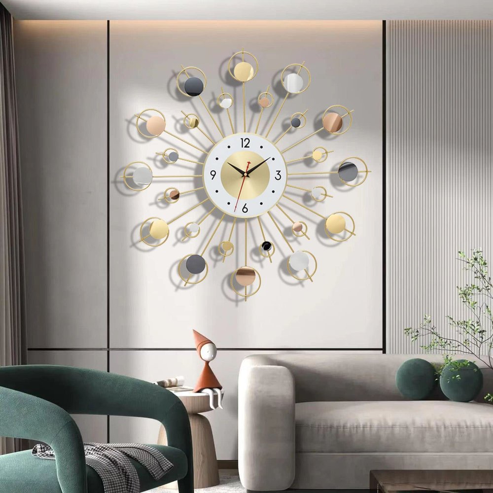 XOOFMASS Large Wall Clock for Living Room Decor Gold Modern Silent Kitchen Big Wall Watch Clock for Bedroom Decorative Office 23inch Modern Clocks Large Decorative Wall Clock for Bedroom Kitchen