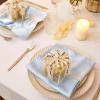 Cobedzy 12 Pack Satin Table Cloth Napkins, 17x17 Inch Baby Blue Silky Wedding Napkins Cloth Washable, Luxury Dining Table Cloth Napkins Set for Birthday Holiday Party Dinner Restaurant view 2