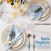 Cobedzy 12 Pack Satin Table Cloth Napkins, 17x17 Inch Baby Blue Silky Wedding Napkins Cloth Washable, Luxury Dining Table Cloth Napkins Set for Birthday Holiday Party Dinner Restaurant view 4