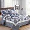 Patchwork Quilt Set King Size Quilted Bedspread Coverlet Set 3-Piece Grey Lightweight Comforter Floral Reversible Stitched Quilt Bedding Set Bed Cover Blanket with 2 Pillow Shams for All Season view 1
