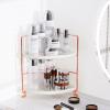 FSyueyun 2-Tier Corner Bathroom Counter Organizer, Tool-Less Installation Vanity Shelf Small Plastics Countertop Makeup Tray Skincare Perfume Organizers (Rose Gold) view 3