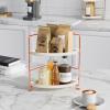FSyueyun 2-Tier Corner Bathroom Counter Organizer, Tool-Less Installation Vanity Shelf Small Plastics Countertop Makeup Tray Skincare Perfume Organizers (Rose Gold) view 4