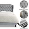 Rosevera Marcelle Bed Frame,Wingback Bed Frame with Signature Design Adjustable Headboard,Upholstered with Button Tufting Bed for Bedroom,Wood Slat Support,Eesy Assembly,King,Classic Gray view 2