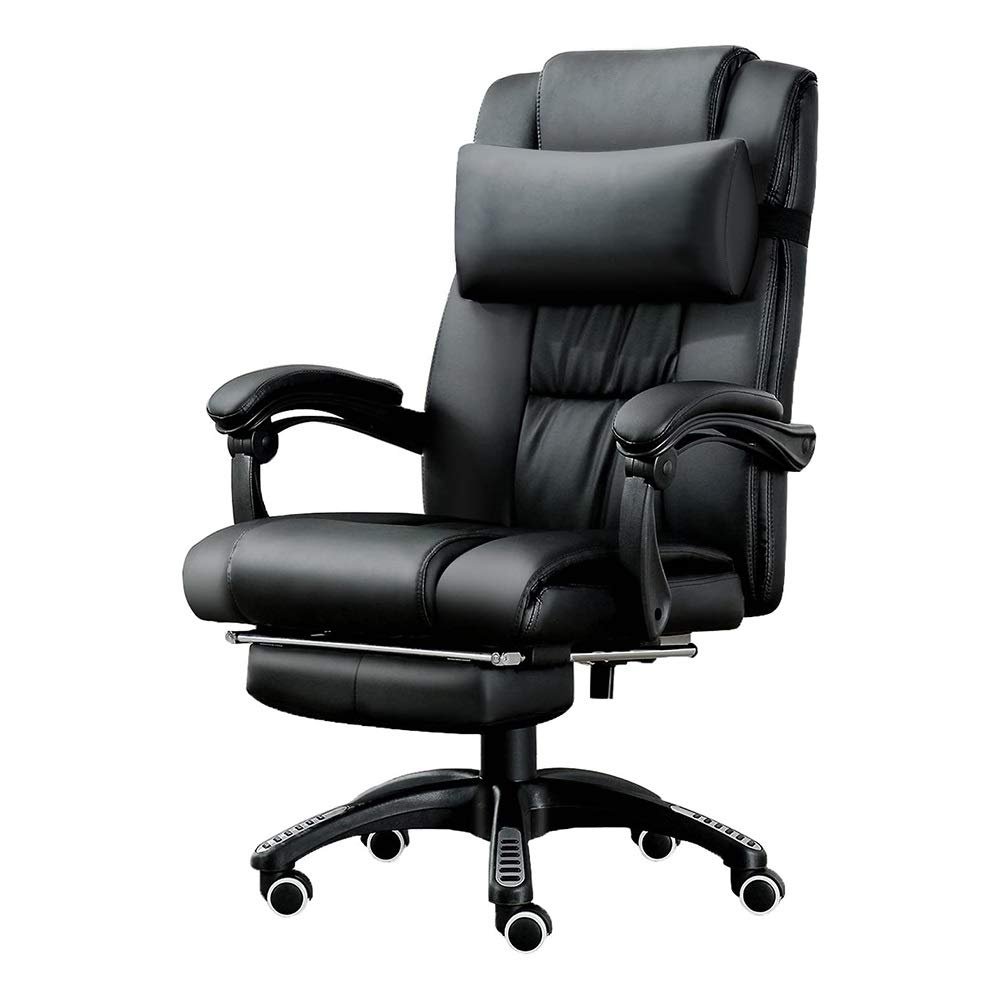 Computer Chair Office Chair Swivel Leather Desk Chair Ergonomic Recliner with Padded Footrest and Lumbar Cushion Height Adjustable Can Relieve Physical Fatigue