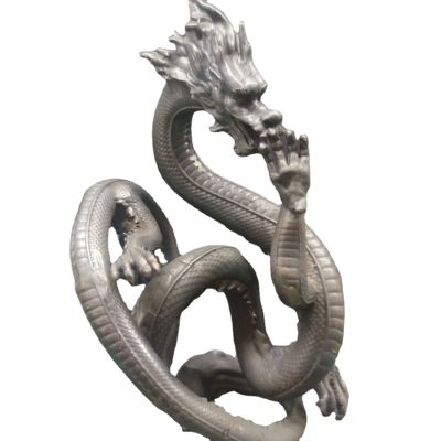 Brass Black God Dragon Statue, Large Chinese Zodiac Dragon King Figurine Sculpture Home Office Charm Feng Shui Decorative Copper Crafts Collection