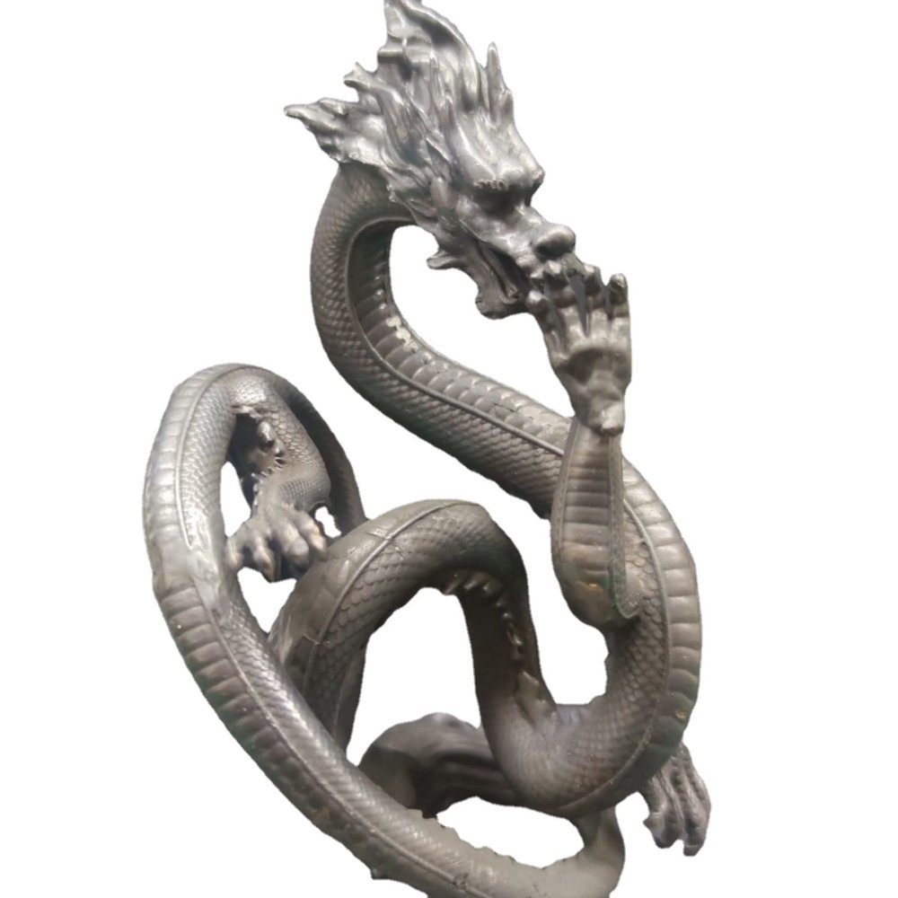 Brass Black God Dragon Statue, Large Chinese Zodiac Dragon King Figurine Sculpture Home Office Charm Feng Shui Decorative Copper Crafts Collection