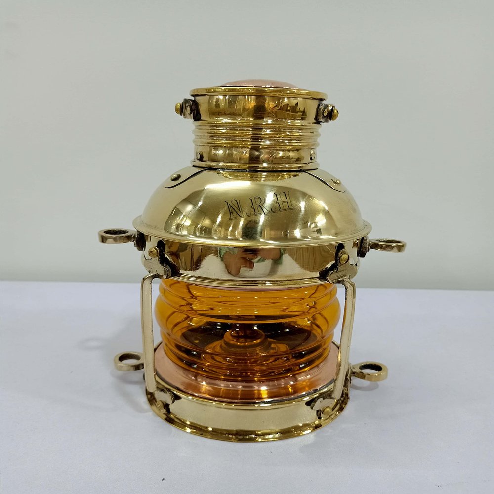 Lantern Marine Anchor 10" Decortive Oil Lamp Nautical Ship Brass Finish Ship Hanging , Christmas Decorative , Halloween Lantern, Farmhouse Home Table Lanterns.