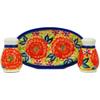Polmedia Polish Pottery Salt and Pepper Set UNIKAT - Red Fantasy Pattern Handmade in Boleslawiec Poland by Ceramika Bona + Certificate of Authenticity view 2
