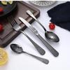 20-Piece Set of Printed Cutlery Set Kitchen Silverware Tableware Main Stainless Steel Knife and Fork Spoon Commercial Steak Coffee Western Tableware (Black) view 2