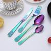 20-Piece Set of Printed Cutlery Set Kitchen Silverware Tableware Main Stainless Steel Knife and Fork Spoon Commercial Steak Coffee Western Tableware (Rainbow color) view 2
