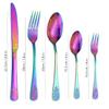20-Piece Set of Printed Cutlery Set Kitchen Silverware Tableware Main Stainless Steel Knife and Fork Spoon Commercial Steak Coffee Western Tableware (Rainbow color) view 3