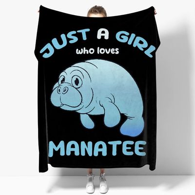 Manatee Lover Flannel Blanket-Just A Girl Manatees Underwater Sea Animal Soft Lightweight Capybara Blankets for Sofa Bed Polyester Throw Warm Blanket Gift for Girl Women(90''x120''for Whole Family)
