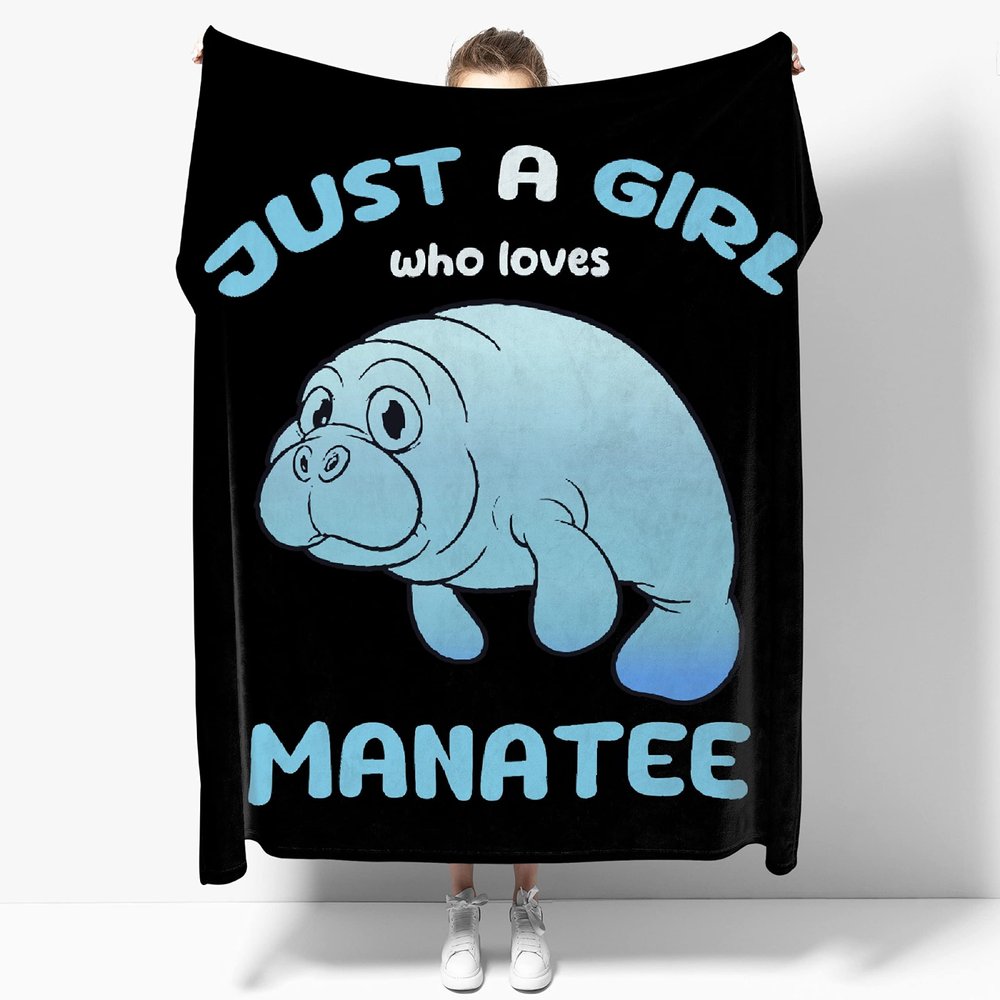 Manatee Lover Flannel Blanket-Just A Girl Manatees Underwater Sea Animal Soft Lightweight Capybara Blankets for Sofa Bed Polyester Throw Warm Blanket Gift for Girl Women(90''x120''for Whole Family)