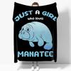 Manatee Lover Flannel Blanket-Just A Girl Manatees Underwater Sea Animal Soft Lightweight Capybara Blankets for Sofa Bed Polyester Throw Warm Blanket Gift for Girl Women(90''x120''for Whole Family) view 1