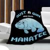 Manatee Lover Flannel Blanket-Just A Girl Manatees Underwater Sea Animal Soft Lightweight Capybara Blankets for Sofa Bed Polyester Throw Warm Blanket Gift for Girl Women(90''x120''for Whole Family) view 2
