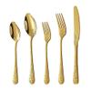 20-Piece Set of Rose Printing Cutlery Set Kitchen Silverware Tableware Main Stainless Steel Knife and Fork Spoon Commercial Steak Coffee Western Tableware (Golden) view 1
