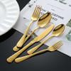 20-Piece Set of Rose Printing Cutlery Set Kitchen Silverware Tableware Main Stainless Steel Knife and Fork Spoon Commercial Steak Coffee Western Tableware (Golden) view 2