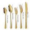 20-Piece Set of Rose Printing Cutlery Set Kitchen Silverware Tableware Main Stainless Steel Knife and Fork Spoon Commercial Steak Coffee Western Tableware (Golden) view 3
