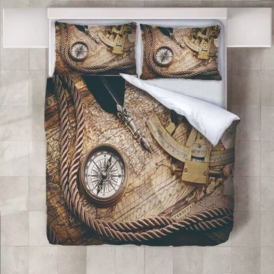 Compass and Twine Duvet Cover California King Feather Pen Comforter Cover Kids Aldult Bedding with Zipper Closure Soft Breathable Microfiber Duvet Cover 104"x 98" + 2 Pillow Shams 20" x 36"