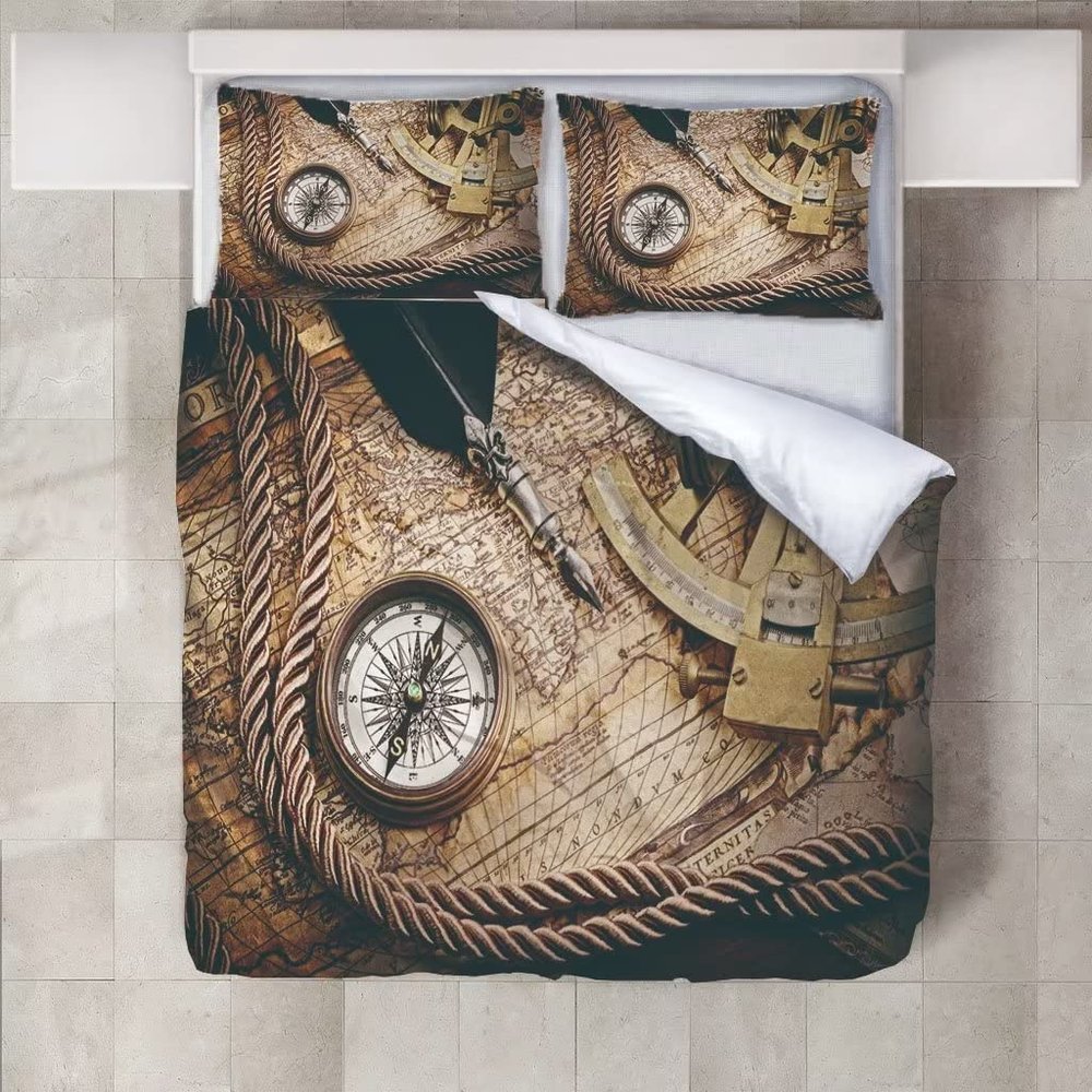 Compass and Twine Duvet Cover California King Feather Pen Comforter Cover Kids Aldult Bedding with Zipper Closure Soft Breathable Microfiber Duvet Cover 104"x 98" + 2 Pillow Shams 20" x 36"