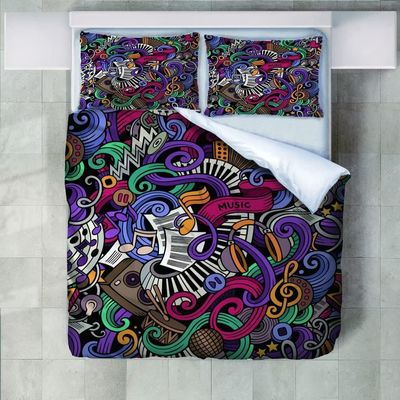 Roadchoice Music Twin Duvet Cover Note Twin Comforter Cover Kids Duvet Cover with Zipper Closure Breathable Soft Friendly Microfiber Duvet Cover 68"x 90" + 2 Pillow Shams 20"x 26"