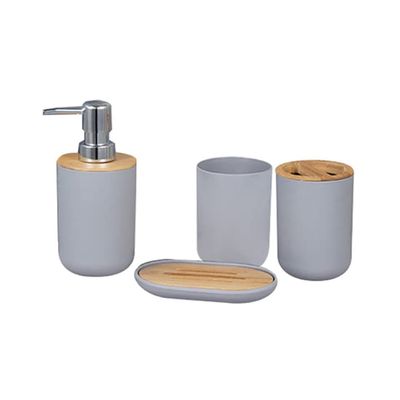 4Pcs Bathrooms Set Toothbrush Holder Soap Dispenser Soap Dish Container Bathroom Accessories (Color : g)