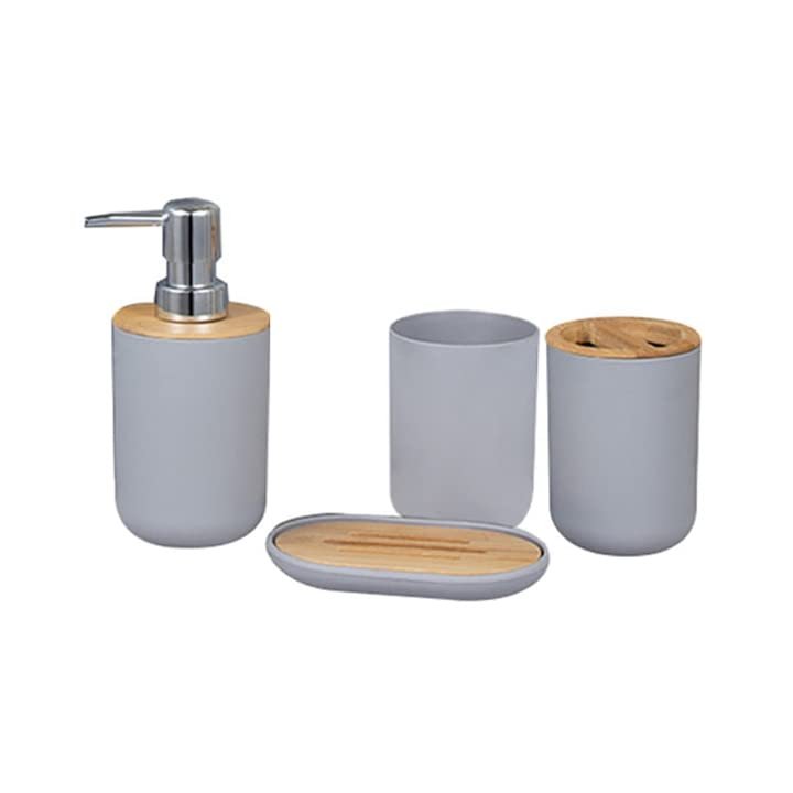 4Pcs Bathrooms Set Toothbrush Holder Soap Dispenser Soap Dish Container Bathroom Accessories (Color : g)