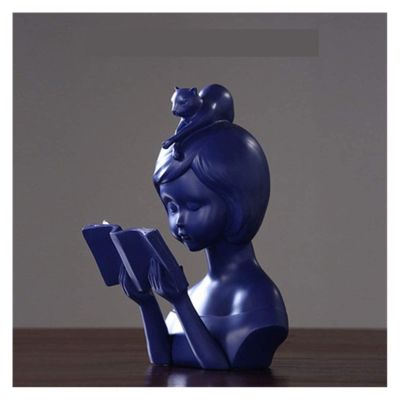 ALDEPO Sculpture Tabletop Statue Reading Girl Bust Statue Resin Craftwork Fashion Decoration Ornaments Gift Lady Sculpture (Color : C)