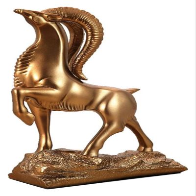 ALDEPO Sculpture Tabletop Statue Sheep Statues Figurines Decor, Sheep Led by Resin Ornament Decoration