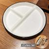 1Pc Ceramic Divided Plate, Portion Control Plate Dessert Dish Salad Plate Dinner Plate for Adults-8 Inch- White 3 Grids view 2
