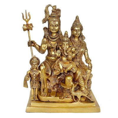 Aakrati Devyom Brass Shiva Parvati Shiv Parivar Shankar Bhagwan Ganesh Family Murti Idol Statue Sculpture Multicolor Home Decor Height 15 Inches