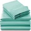 Pure Luxury Silk Satin Sheet Set 4 Piece King Size (78x80)+ 15 Inch Deep Pocket Aqua Blue Color Soft Pure Luxury Silk Satin Sheet for King Size Bedding Set view 1