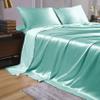 Pure Luxury Silk Satin Sheet Set 4 Piece King Size (78x80)+ 15 Inch Deep Pocket Aqua Blue Color Soft Pure Luxury Silk Satin Sheet for King Size Bedding Set view 3