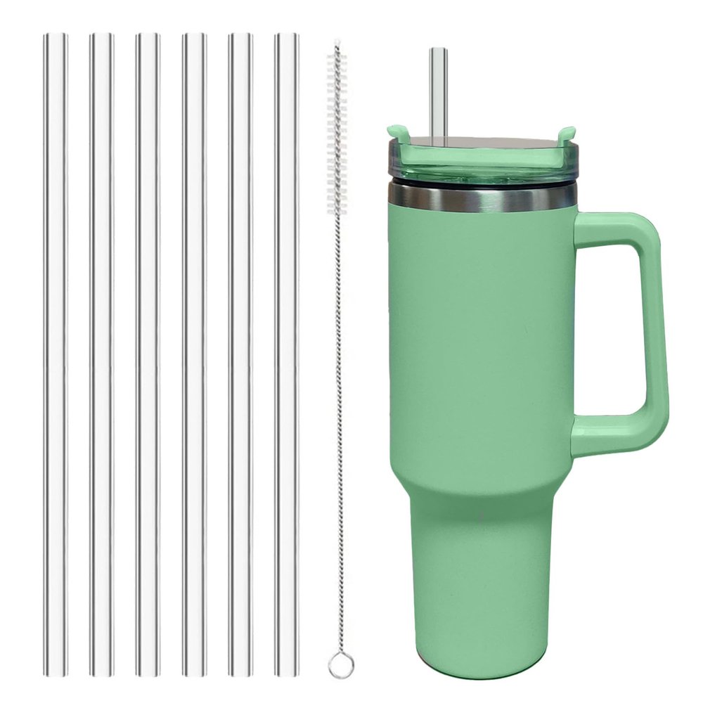 6 Pack Replacement Straw for Stanley Adventure Quencher 40 oz 30 oz Cup Tumbler, Reusable Straws for Stanley 40 oz & Simple Modern Tumbler with Handle, with Cleaning Brush for Stanley Cup Accessories