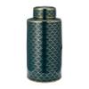 16" Jar with Lid - Modern Ceramic Dark Green and Gold Crackle Design Stoneware - Decorative Jar for Home or Office Accent view 1