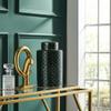 16" Jar with Lid - Modern Ceramic Dark Green and Gold Crackle Design Stoneware - Decorative Jar for Home or Office Accent view 2