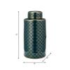 16" Jar with Lid - Modern Ceramic Dark Green and Gold Crackle Design Stoneware - Decorative Jar for Home or Office Accent view 4
