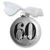 60th Birthday Christmas Ornament, Cheers to 60 Years Gift for Him or Her, Turning Sixty Years Old Keepsake, Sparkly Glittered Bauble with White Organza Bow (No Year) view 1