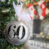 60th Birthday Christmas Ornament, Cheers to 60 Years Gift for Him or Her, Turning Sixty Years Old Keepsake, Sparkly Glittered Bauble with White Organza Bow (No Year) view 2