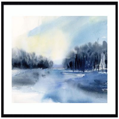 Amanti Art Framed Wall Art Print 30x41 Winter River by Katrina Pete, Landscapes Wall Art, Coastal Decor, X-Large Poster Painting Artwork for Living Room, Bedroom, Bathroom, Kitchen, Office or