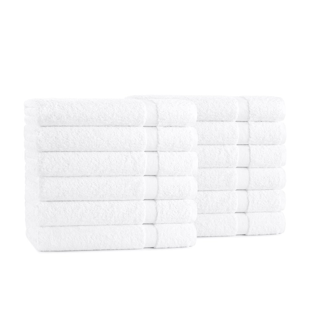Arkwright Admiral Spa Bath Towels Bulk - Pack of 12 - Lightweight Absorbent Bathroom Towel, Quick Dry Cotton, Perfect for Home, Resort, Spa, and Shower, 24 x 48 in, White