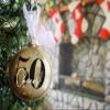 50th Birthday Christmas Ornament, Cheers to 50 Years Gift for Him or Her, Turning Fifty Years Old Keepsake, Sparkly Glittered Bauble with White Organza Bow (No Year) view 2