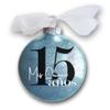 15 Mis Quince Aos Christmas Ornament, 15th Birthday Quinceaera Gift for Teen Girl, Turning Fifteen Years Old Keepsake, Sparkly Glittered Bauble with White Organza Bow (No Year) view 1