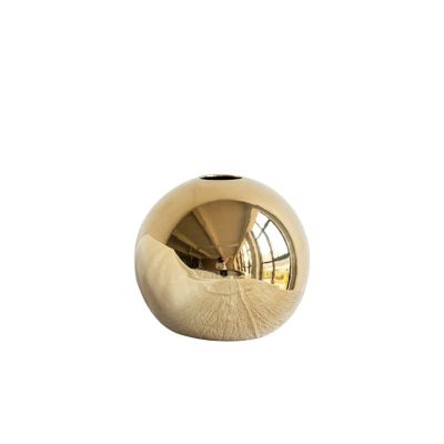 SUNESA Home vase Gold-Plated Ceramic Round Vase Modern Creative Indoor Living Room Family Office Table Decorative Vase Decorative Vase (Color : Brass)