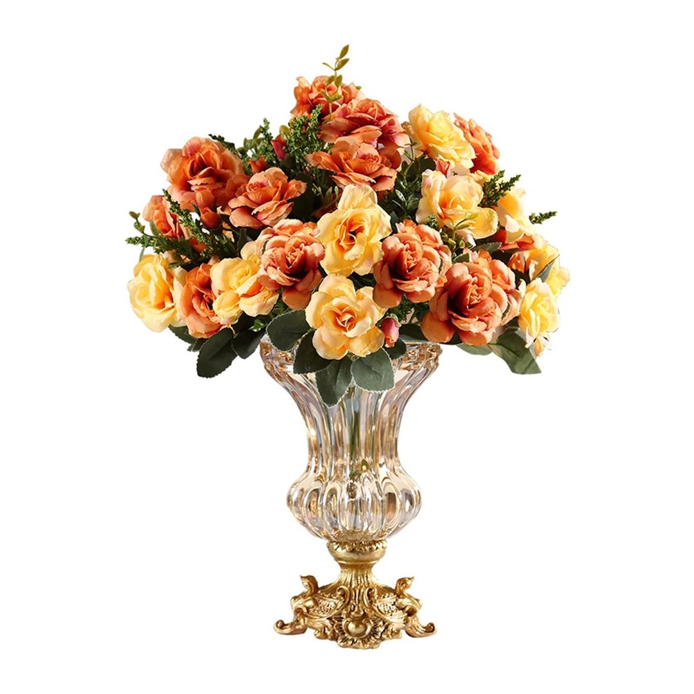 SUNESA Home vase European-Style Crystal Glass Vase Decoration Living Room Dried Flower Flower Arrangement Tea Table TV Cabinet Decoration Decorative Vase